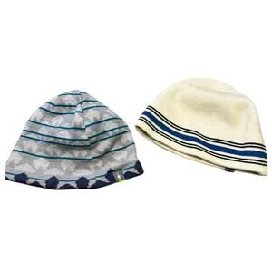 Smart Wool Knit Beanie Bundle of‎ 2, Reversible Cream/Blue